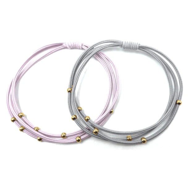 Water Pony Bracelet Hair Bands in Gray and Pink