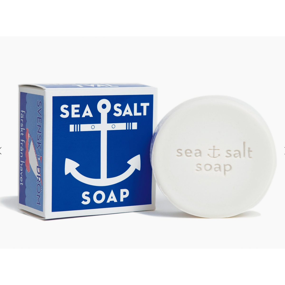 Marj & Lizzie sea salt soap bar with natural ingredients, showcasing its textured surface and rustic packaging for health and beauty.