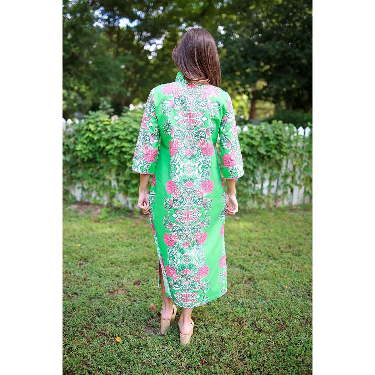 Jade Garden Pippa dress by House of MBR, featuring a stylish, flowy design with vibrant floral patterns.