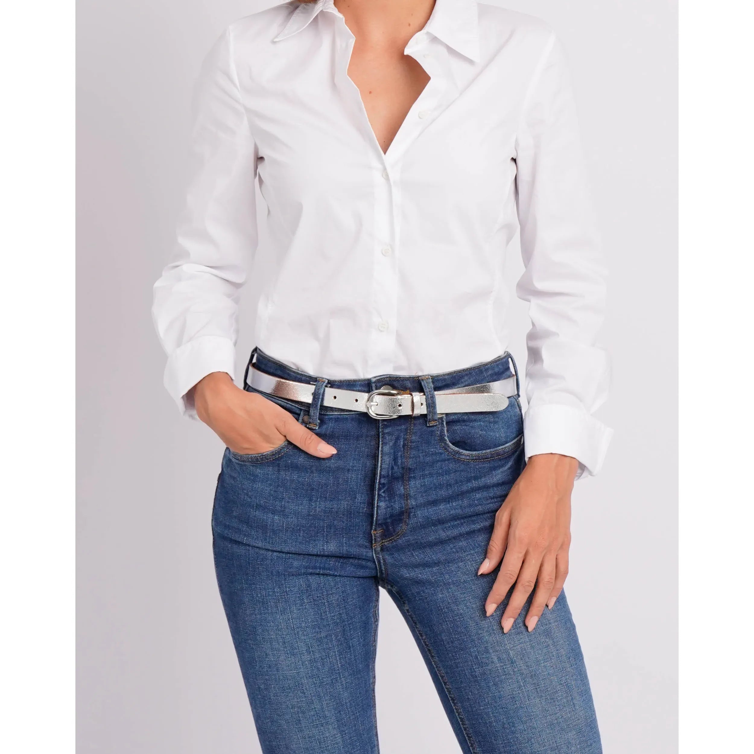 Eva Silver Metallic Belt - Marj & Lizzie