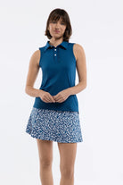 Alice Ruffle Polo by Smith & Quinn, alternate front view showing collar stand and ruffle detail