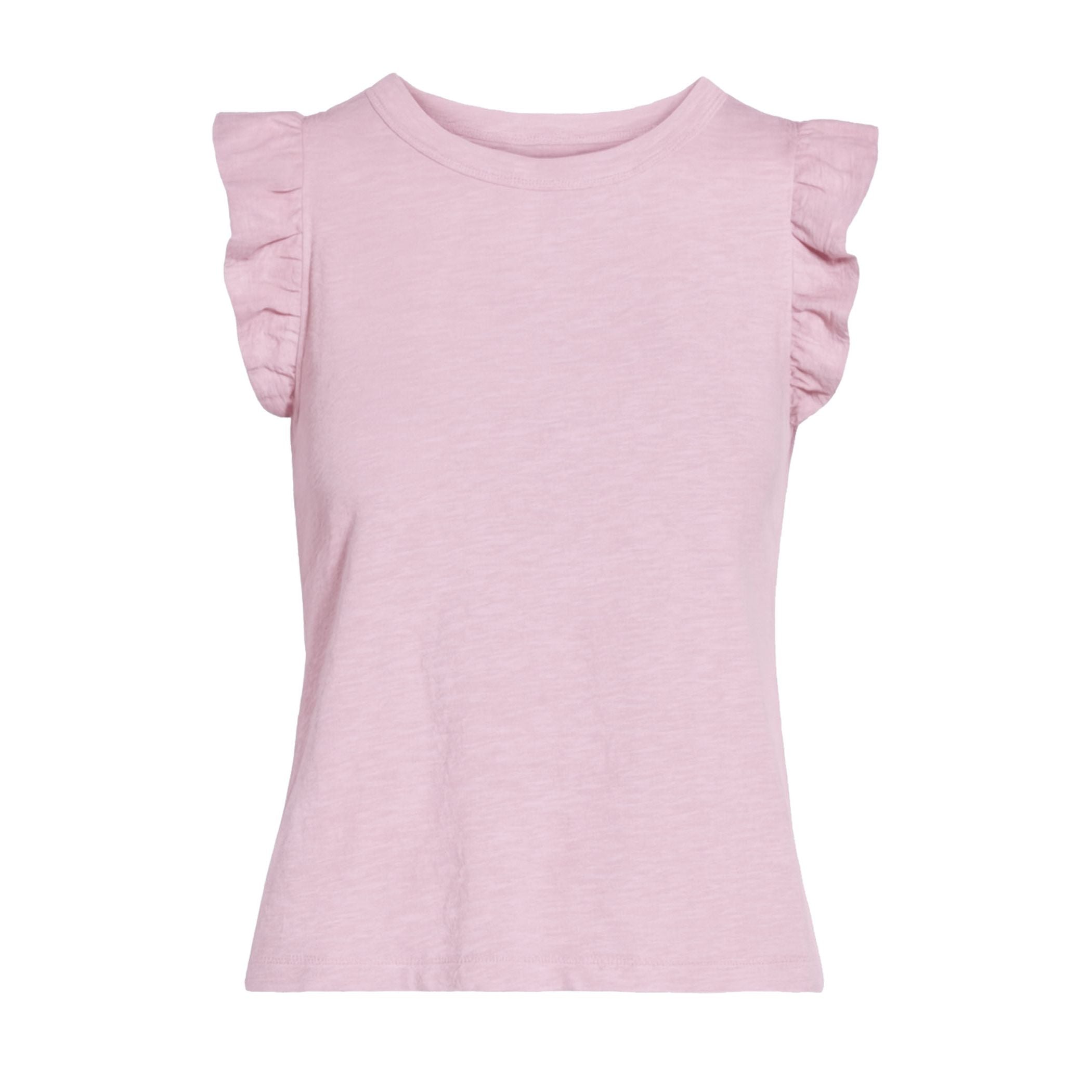 North Top by Another Love Lotus Flower Pink Crew Neck Ruffle Sleeve Sleeveless Top Style