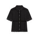 Black Ruby Top by Another Love featuring scalloped lace details and stylish design.