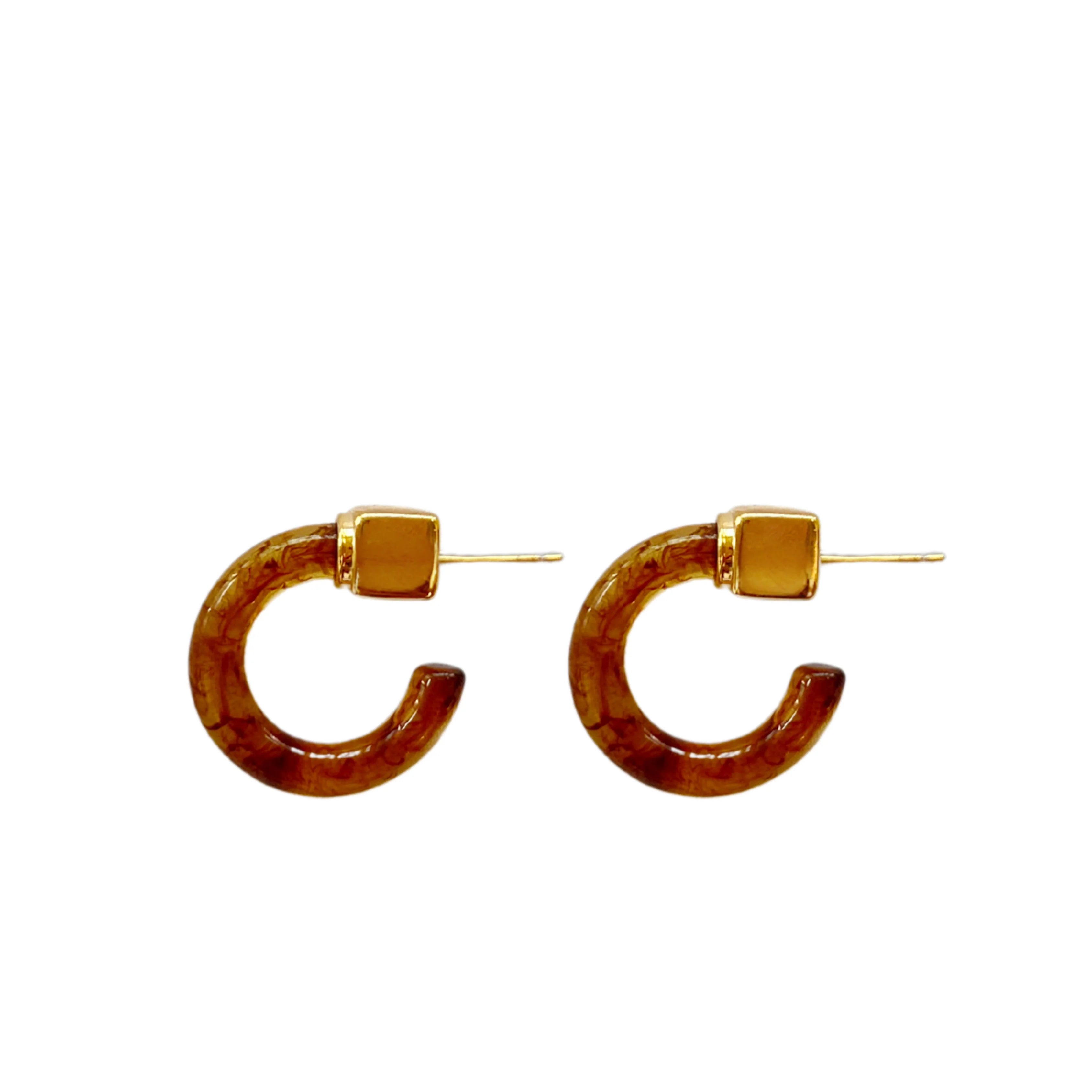 Barbados Tortoise Hoops Accessory Concierge resin and gold plated