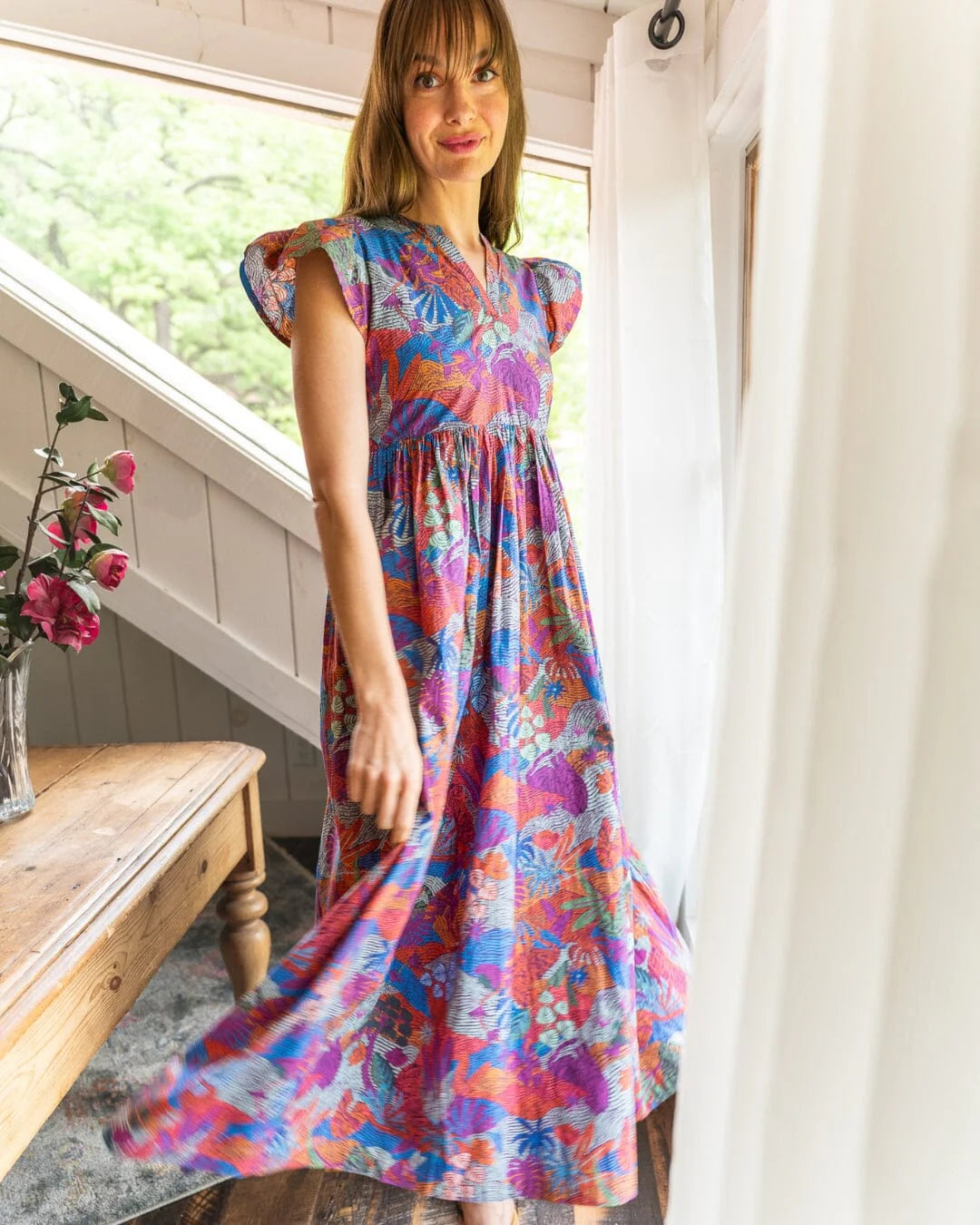 Jenny Maxi Dress in Burgundy Rose - Marj & Lizzie