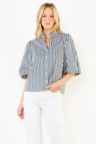 Cammietop THML button down blue and white stripe blouse WCT3713