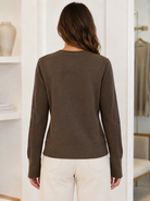 Central Park West Heather Sweater CF26-10097S in brown with vegan leather trim, back view