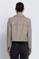 Sienna Cropped Plaid Jacket by Central Park West Brown Plaid