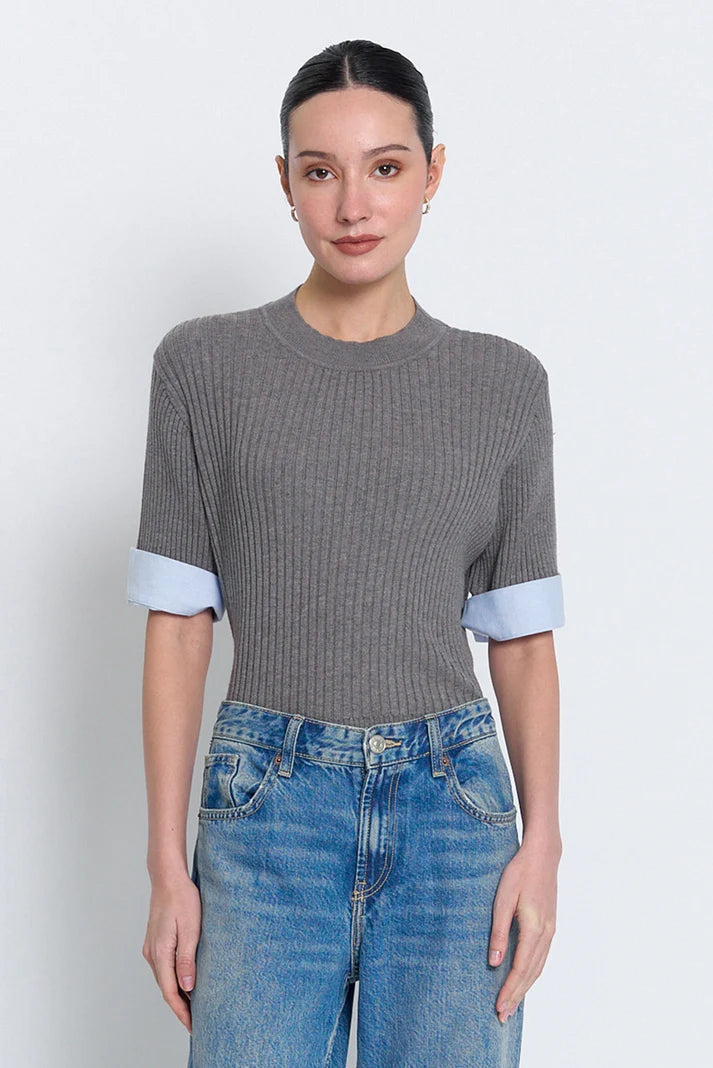 Siena Top by Central Park WEst - grey shirt cuff sleeve