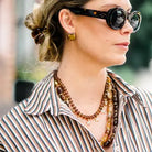 Chunky Necklace Light Brown by Smith and Co. Design — light brown chunky bead necklace layered on model
