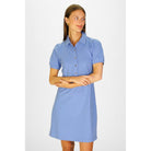 Duffield Lane Palmer Polo Dress in cornflower blue, casual fit with a classic polo collar and short sleeves, perfect for summer wear.