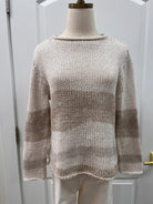 Eleanor Sweater wooden ships oceana crew chunky cotton blush champagne stripe long sleeve style # K57C9W205