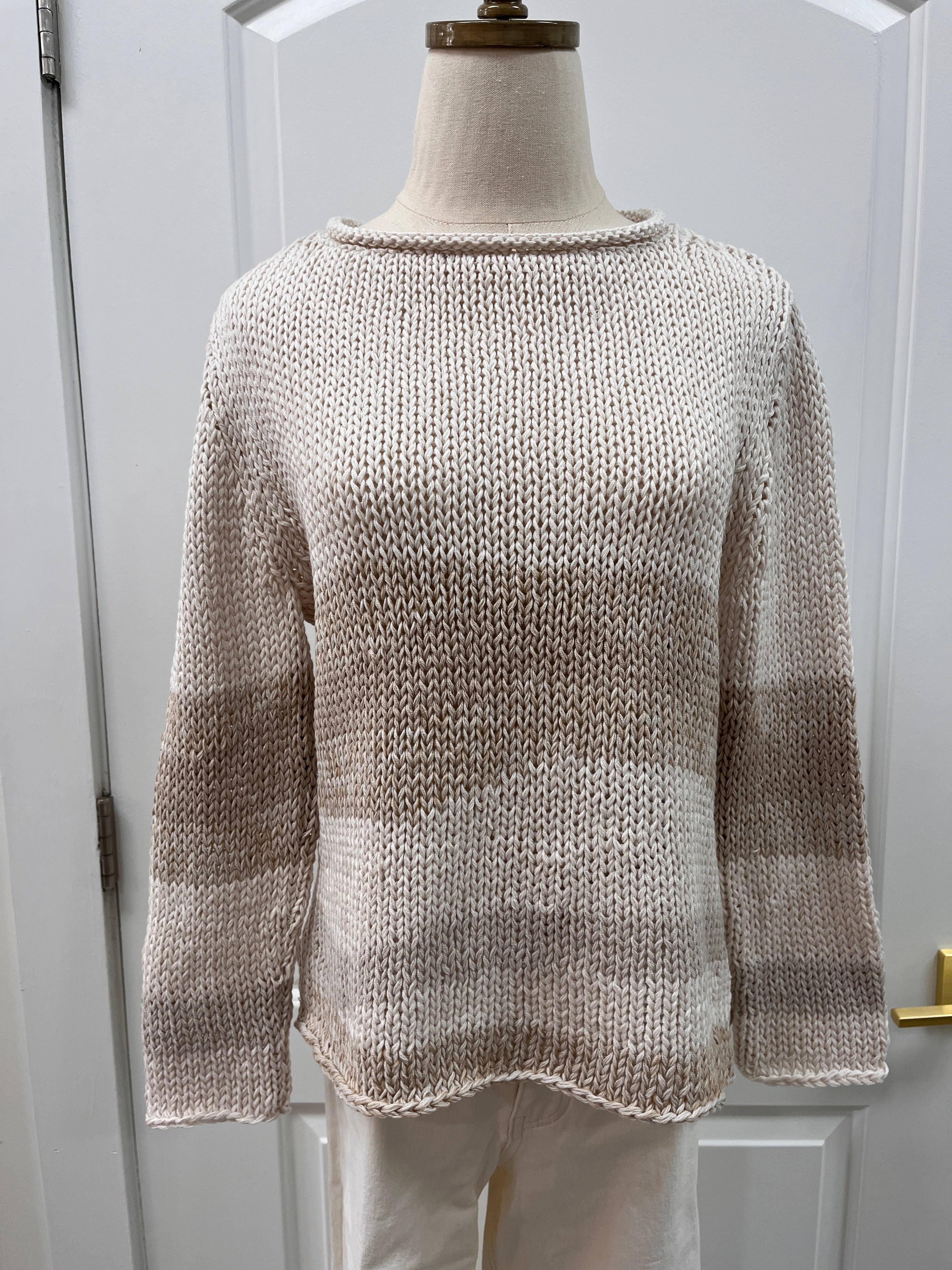 Eleanor Sweater wooden ships oceana crew chunky cotton blush champagne stripe long sleeve style # K57C9W205