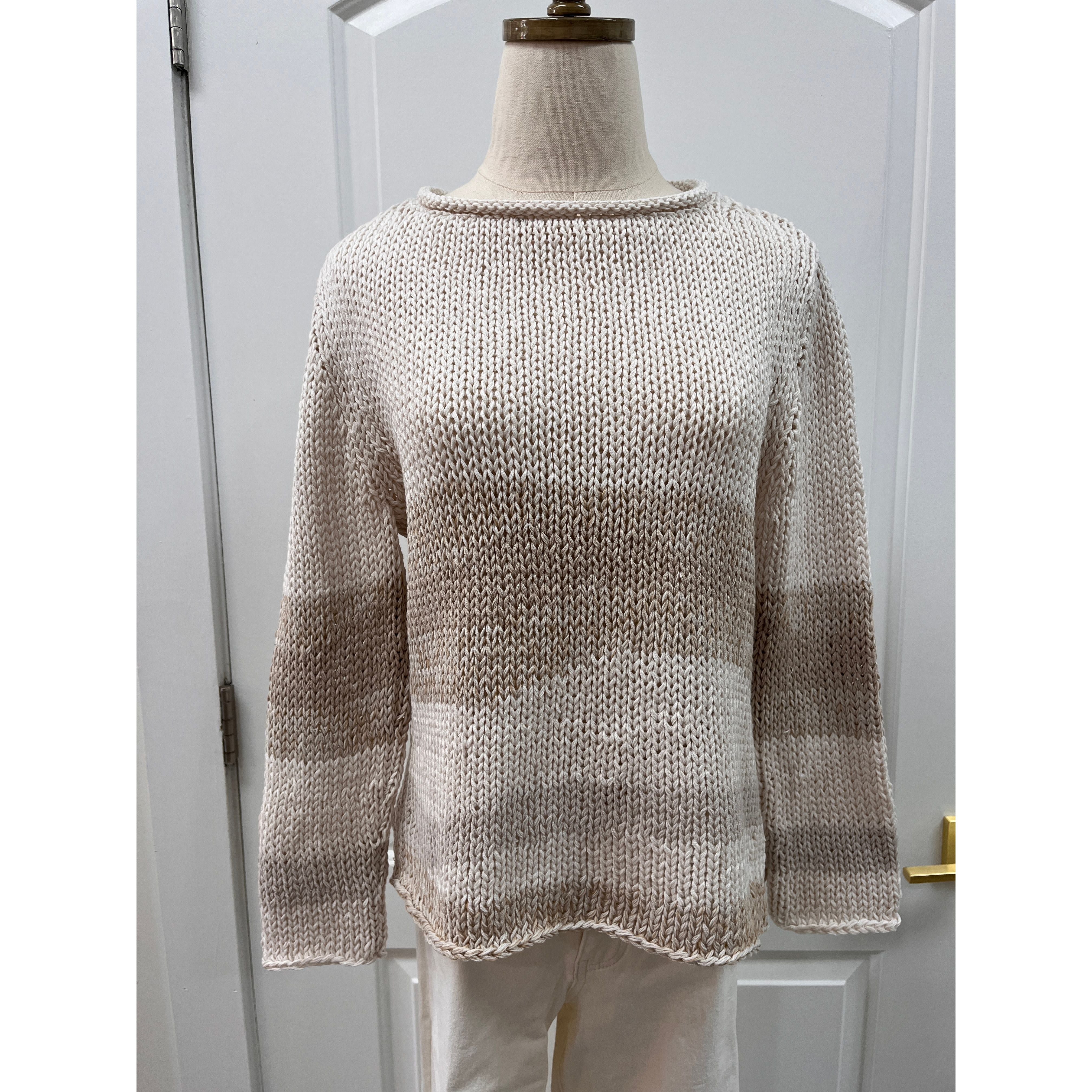 Eleanor Sweater wooden ships oceana crew chunky cotton blush champagne stripe long sleeve style # K57C9W205