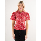 Emily McCarthy Britt Top Cheeky Cheetah Holiday Style#530 Red