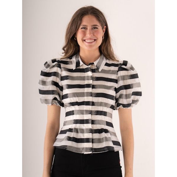 Emily McCarthy Britt Top Truffle Stripe Holiday Style# 531