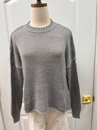 Frances Sweater Wooden Ships gray and white topstitched cotton crew K57CEW213 silverstone/breaker white
