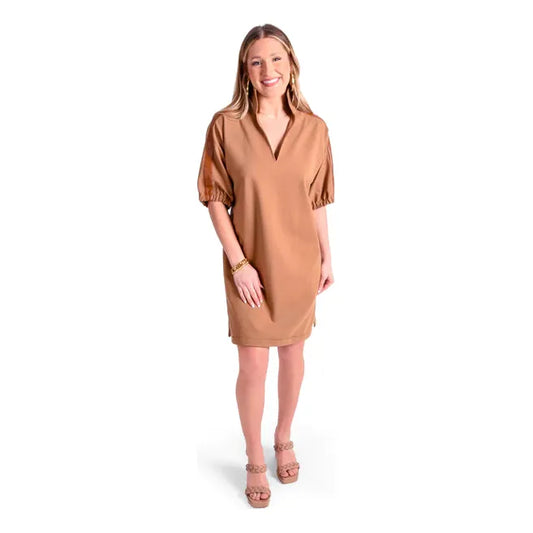 Poppy Dress in Luggage Ponte