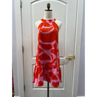 JoyJoyPinkArial trim tie neck halter dress reagan 71B4872