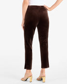 Lucia Velvet Pant Espresso by Jude Connally, style 208084, dark brown velvet pants showing waistband and back seams, back view