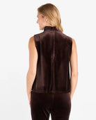 Octavia Velvet Top Espresso by Jude Connally, style 3081017, brown sleeveless velvet top with center back seam, back view