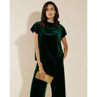 Jude Connally Tillie Stretch Velvet Palace Green short sleeve top holiday style# 308760