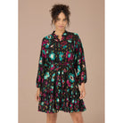 Lori-Anne Dress Black Holiday Garden - Marj & Lizzie