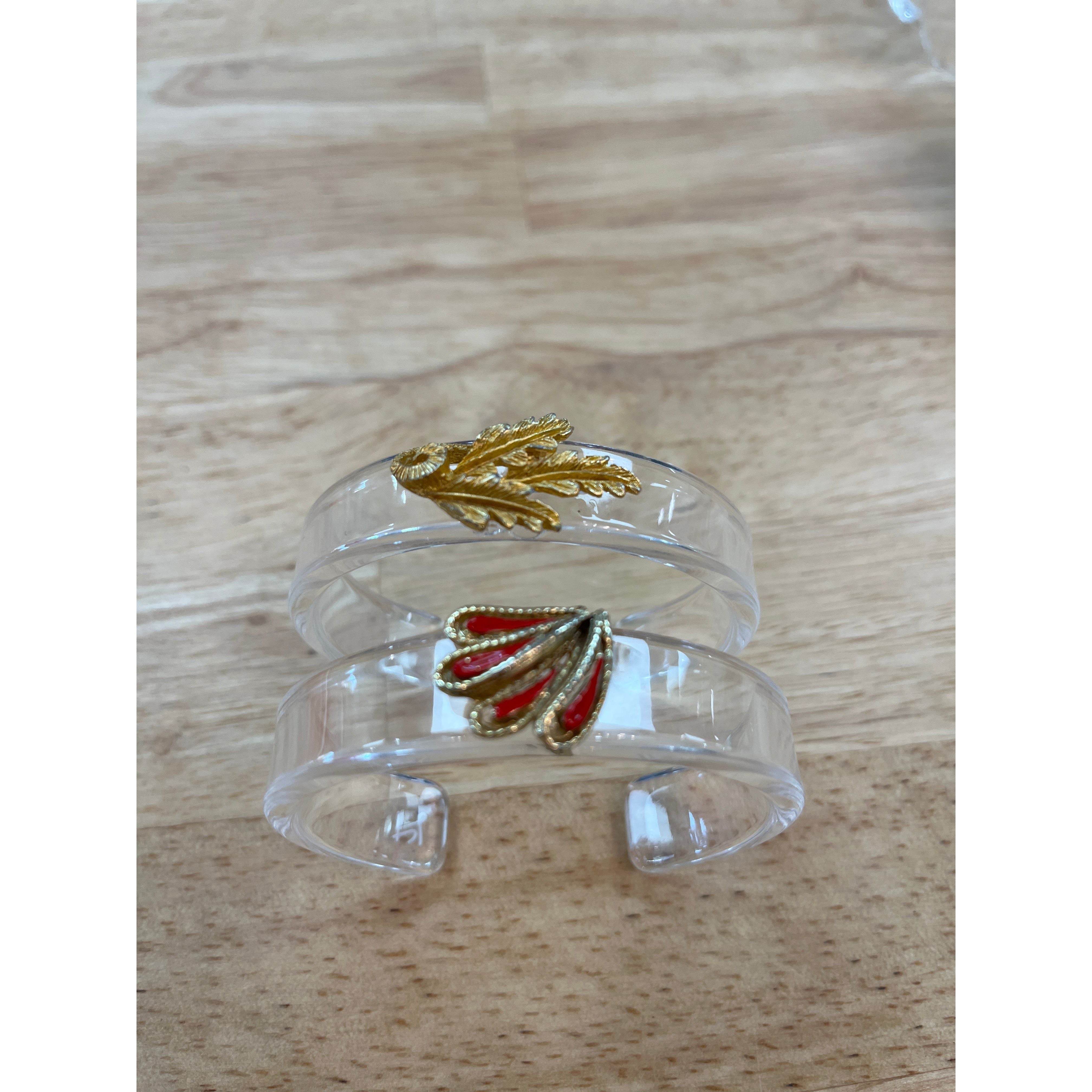 Narrow Acrylic Clear Cuff One size fits most JT Vintage red gold jewelry brooches earrings cuff links lockets
