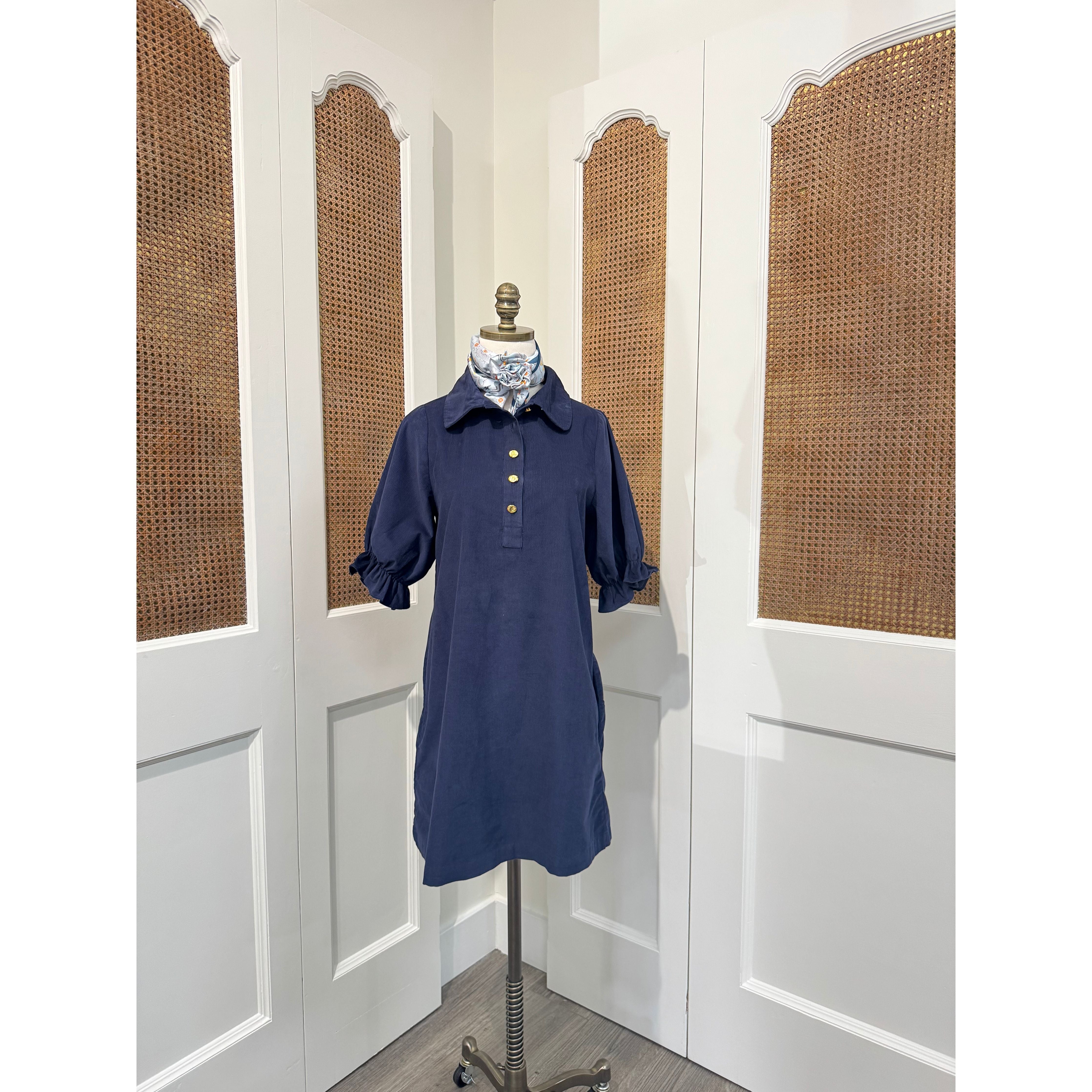 Navy Blue Noel Dress Gameday Corduroy