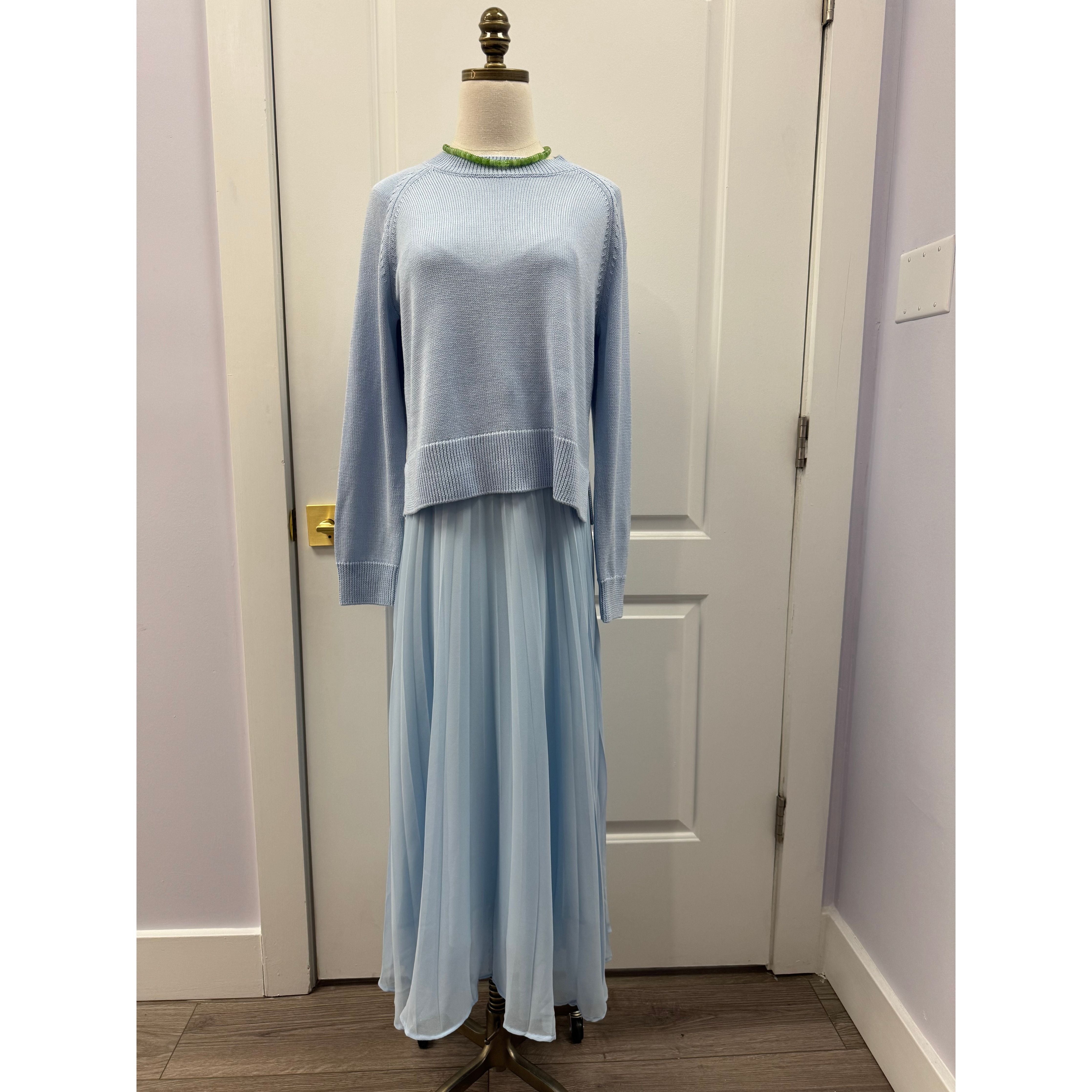 Sail to Sable, blue, slip dress, dress, cornflower, pleated, sweater SCSP2508