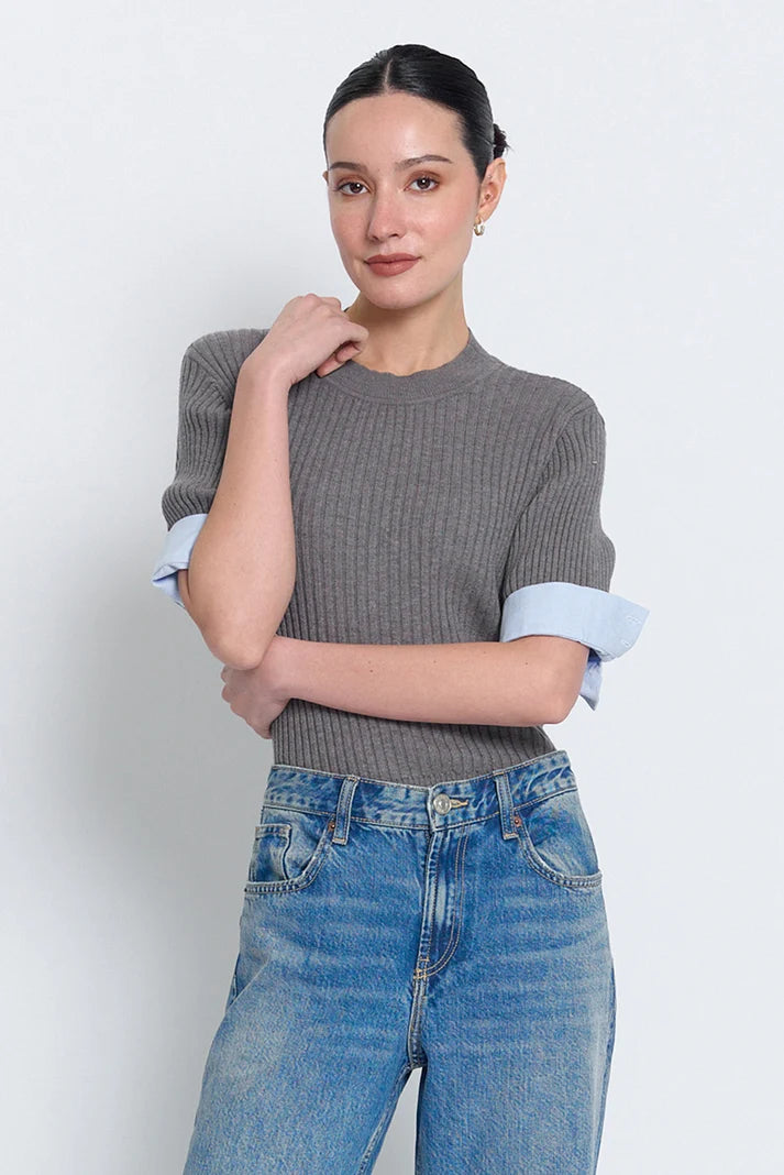 Siena Top by Central Park WEst - grey shirt cuff sleeve