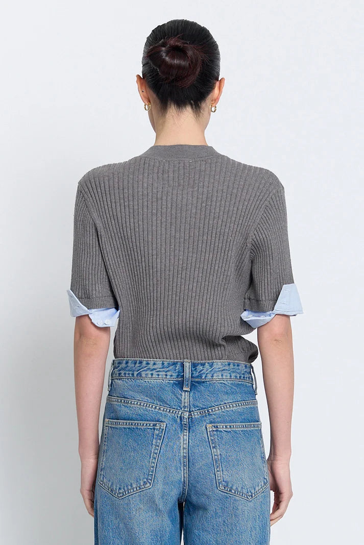 Siena Top by Central Park WEst - grey shirt cuff sleeve