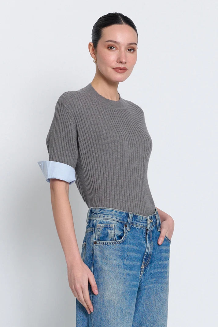 Siena Top by Central Park WEst - grey shirt cuff sleeve