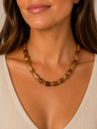 Chunky Necklace Light Brown by Smith and Co. Design — light brown chunky beads with crystal spacers and gold magnetic clasp