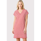 vneckdropshouldersidepocketstripedknitdress style#72273