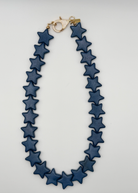 Star Necklace Large Navy by Smith and Co. Design — navy malachite star beads with gold lobster clasp
