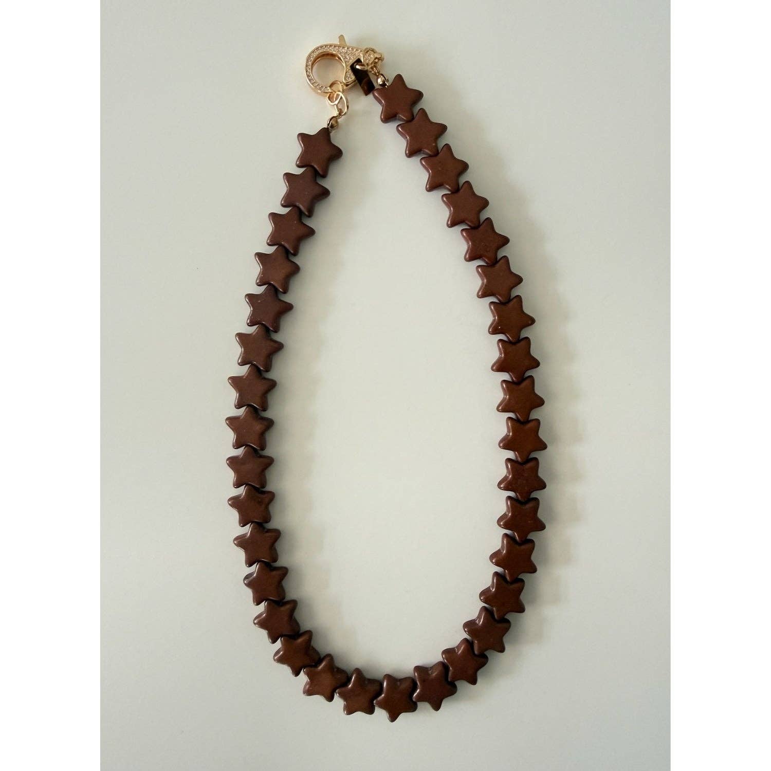 h and Co. Design — brown malachite star beads with gold lobster clasp