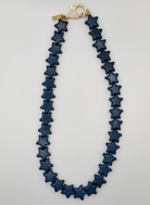 Star Necklace Small Navy by Smith and Co. Design — navy malachite star beads with gold lobster clasp