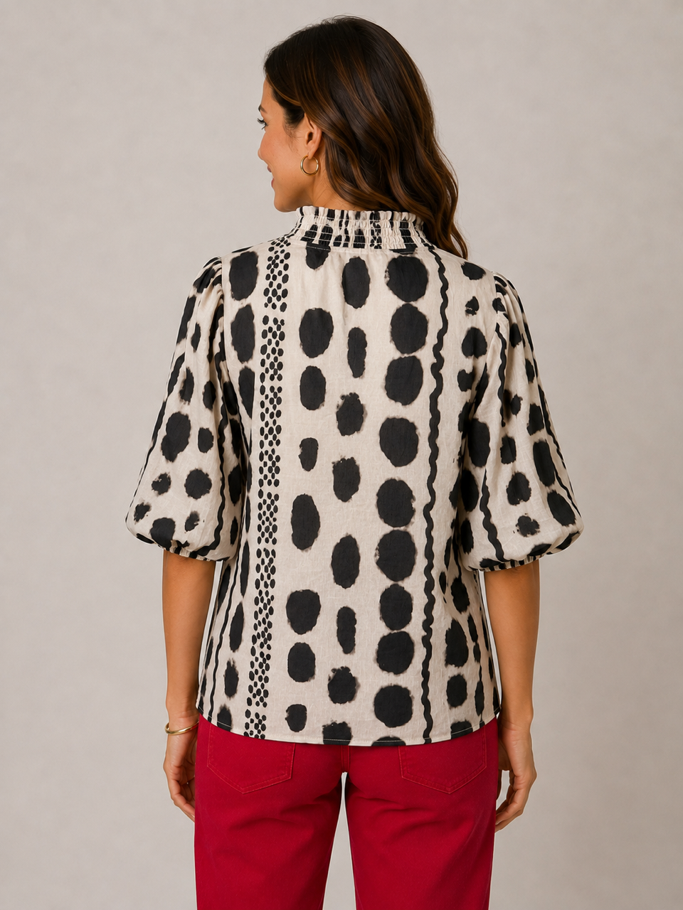 THML Julia Top Geometric print style FTM3126-3 rayon nylon blend
