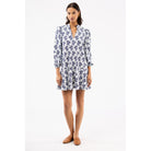The Hazel dress in Navy Ribbon Bouquet smith & quinn wrinkle resistant 