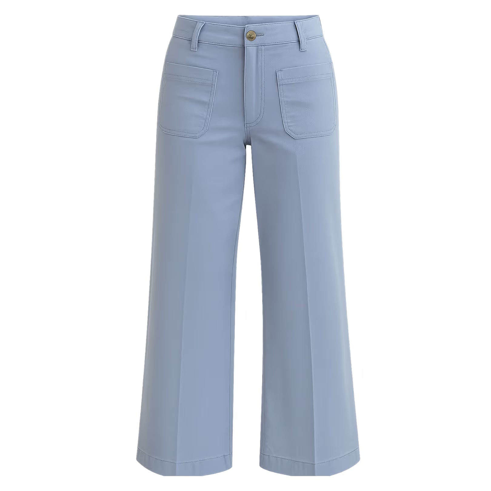 Kamira Pant Another Love ocean breeze blue wide-leg cropped pant, high rise, patch front pockets - Marj & Lizzie