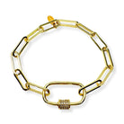 CZ Gold Carabiner Bracelet - Marj & Lizzie