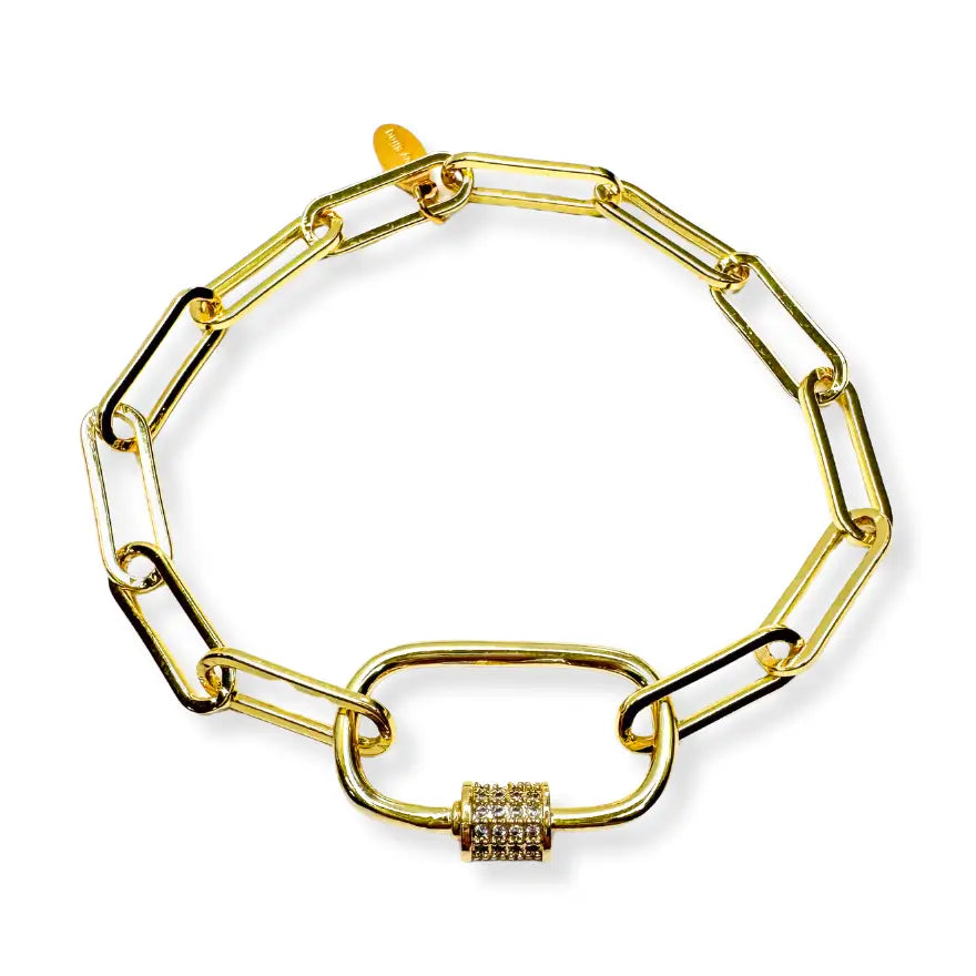 CZ Gold Carabiner Bracelet - Marj & Lizzie