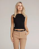 Carel Belt in Black by Amsterdam Heritage — smooth leather, gold horse-bit buckle, 1" width | Marj & Lizzie25608
