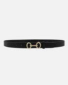 Carel Belt in Black by Amsterdam Heritage — smooth leather, gold horse-bit buckle, 1" width | Marj & Lizzie25608