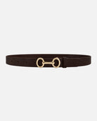 Carel Belt in Brown by Amsterdam Heritage — smooth leather, gold horse-bit buckle, 1" width | Marj & Lizzie2508