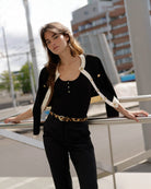 Dania Skinny Belt in Leopard by Amsterdam Heritage — 0.8" cowhide belt, gold buckle | Marj & Lizzie