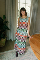 Front view 2 of Briton Court Stacey Top in sage, coral, plum, and green Candy Box Check plaid, Style #3932