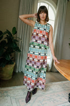 Front view of Tiffany Skirt by Briton Court in sage, coral, plum, and green Candy Box Check plaid, Style #3933