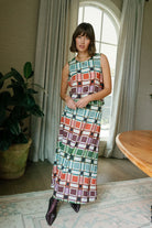 Front view 2 of Tiffany Skirt by Briton Court in sage, coral, plum, and green Candy Box Check plaid, Style #3933